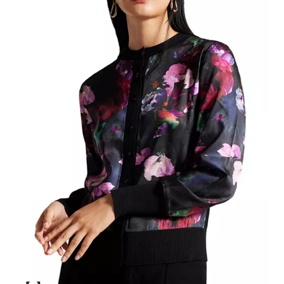 Ted Baker Multicolor Floral Bomber Jacket size 1 - Picture 2 of 5